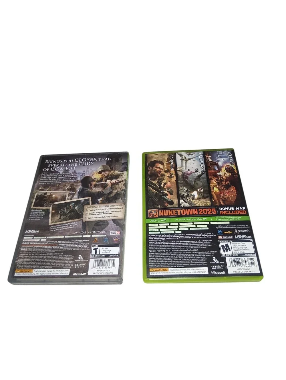 Xbox 360 Call Of Duty 3 2006 , World At War 2008 Black Ops 2 2012 Games Bundle